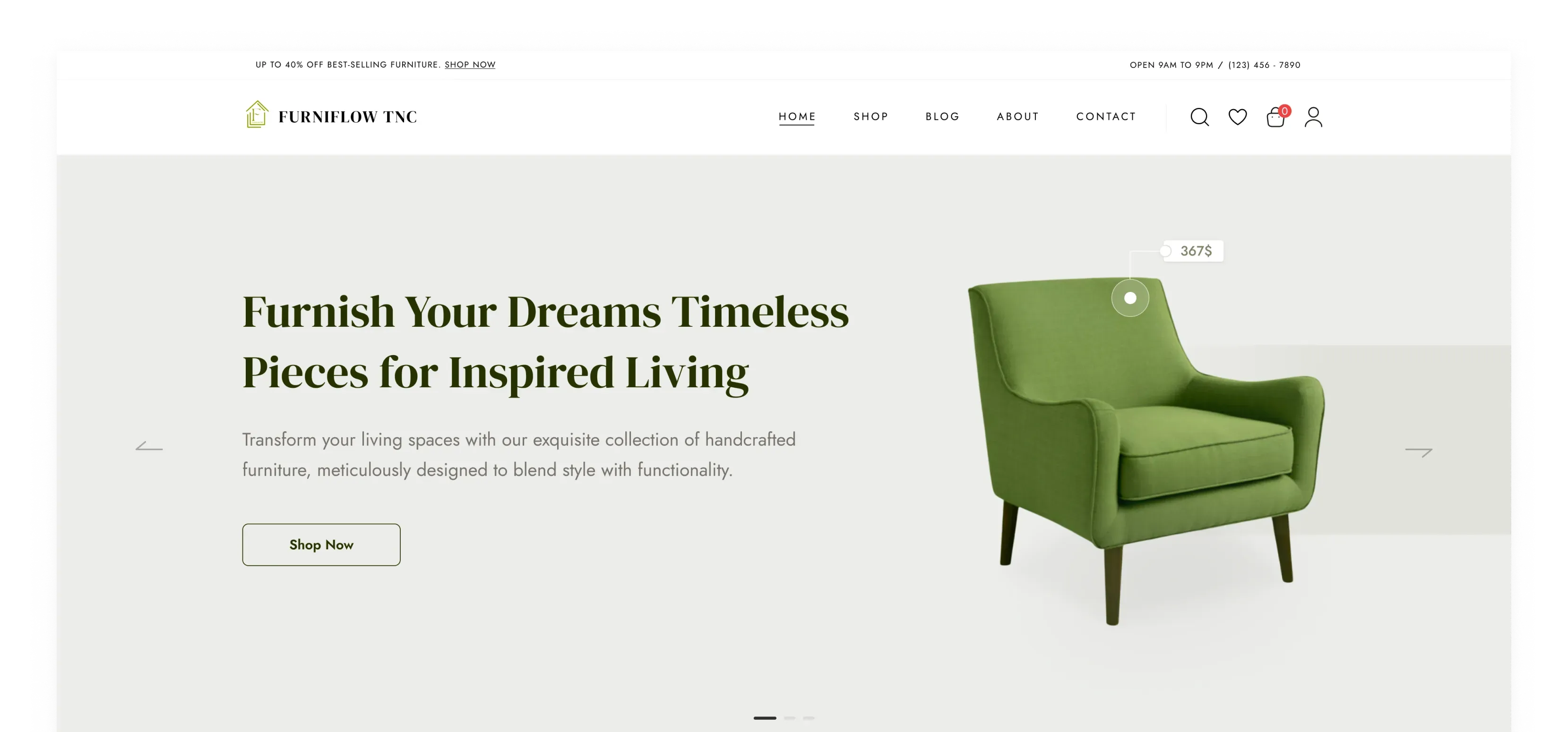The home page in the Bitter + Dark Green palette.